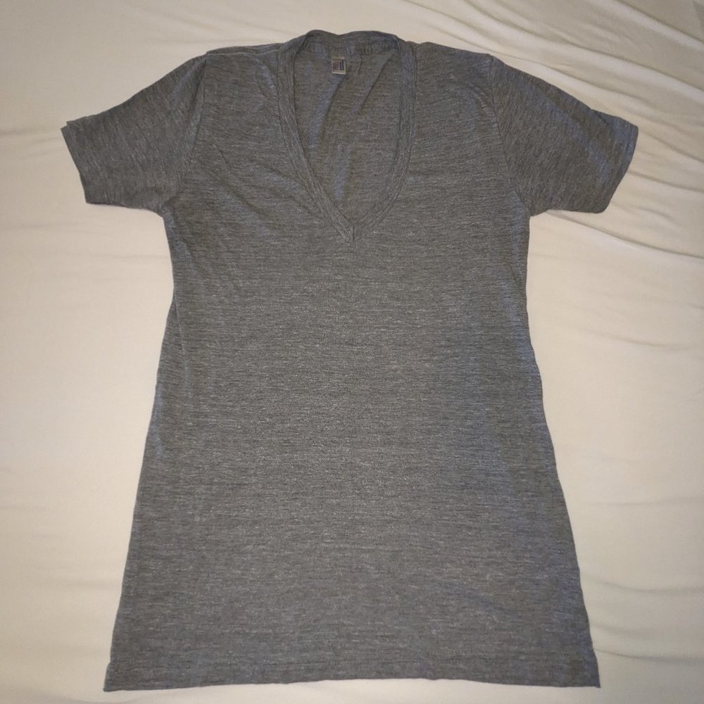American Apparel 50/25/25 V neck - Unisex - Size small - Color Gray